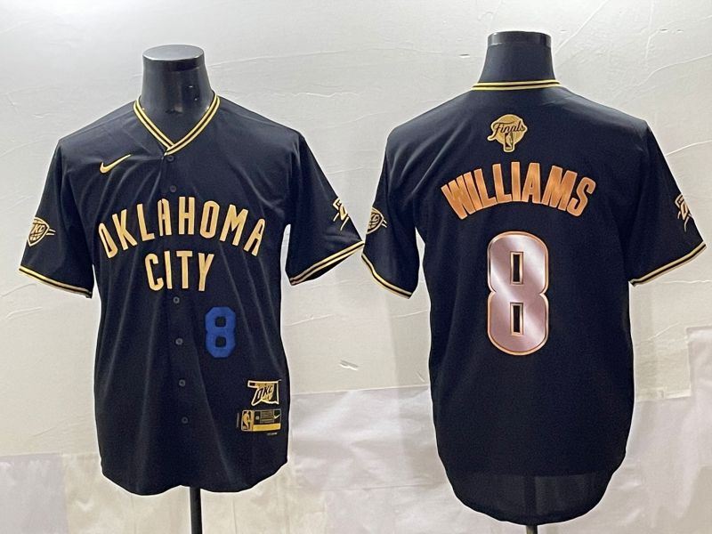 Men 2025 Oklahoma City Thunder #8 Williams Black Gold Nike Joint Name NBA Jersey style 14